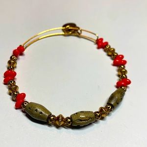 3/$20 Alex and Ani red beaded gold tone bracelet